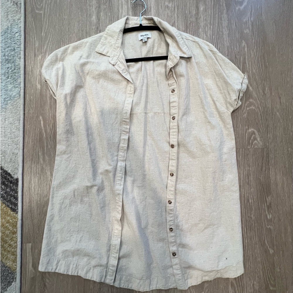 Rhythm Cream Button Down Shirt/dress